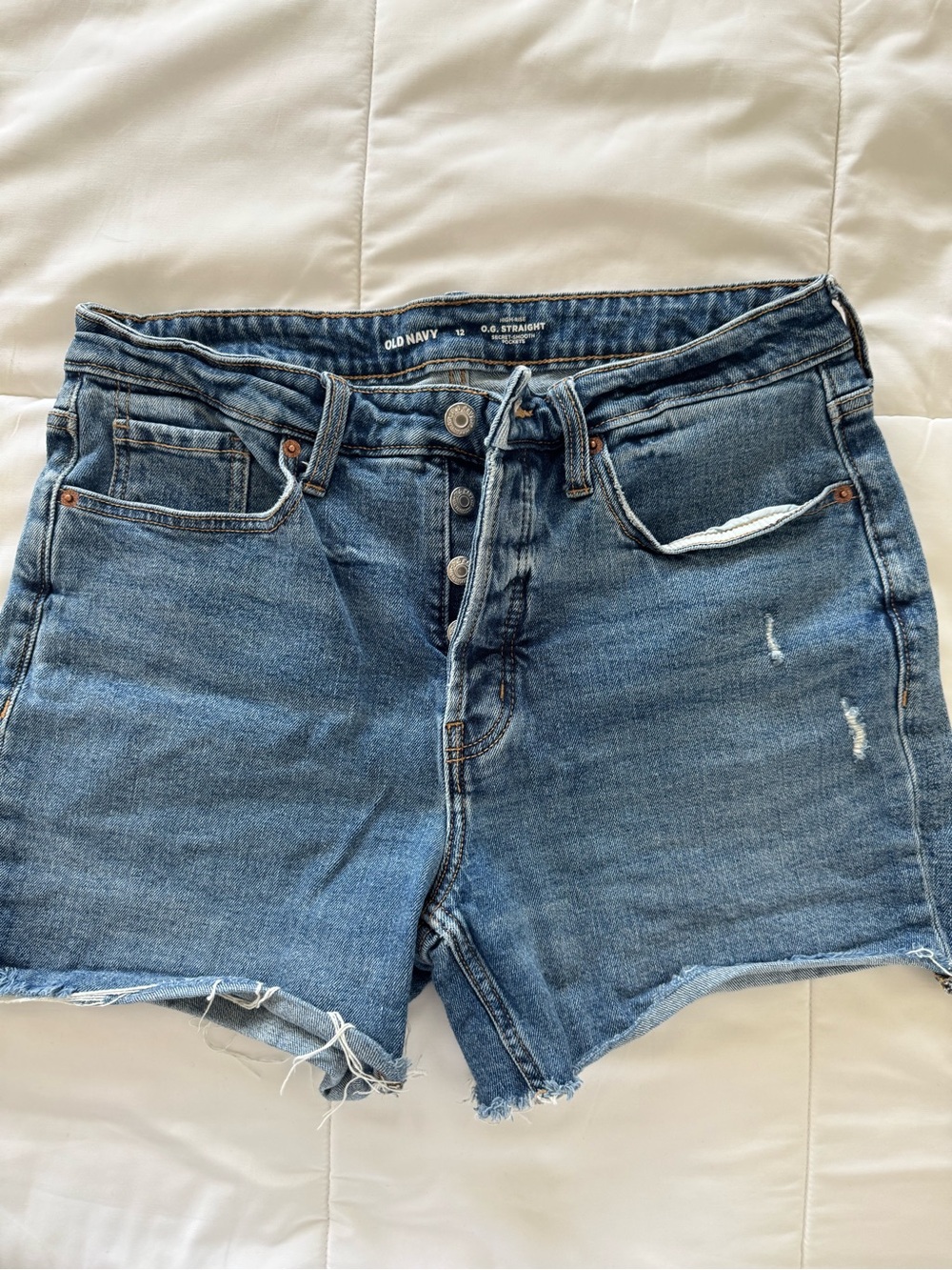 Old Navy Blue Distressed Denim Cutoff Shorts OG Straight size 12